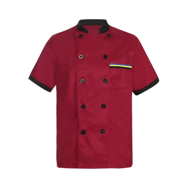 CHICTRY Mens Chef Coat Classic Short Sleeve Restaurant Kitchen Jacket