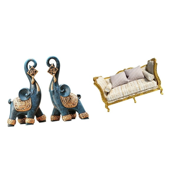 Figura de elefante,Figuras de elefantes,estatuas,adornos de animales,Escultura coleccionable para dormitorio,decoración del hogar,regalo.,sofá de casa de muñecas,Muebles para casa de