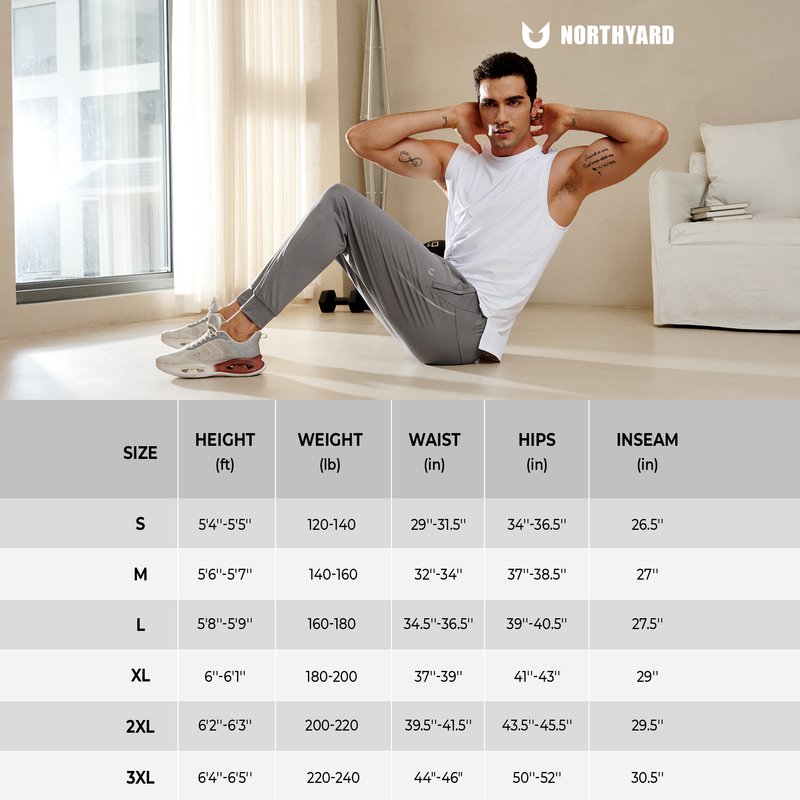 NORTHYARD Men's Athletic Joggers with Zipper Pockets, Light Grey photo 7