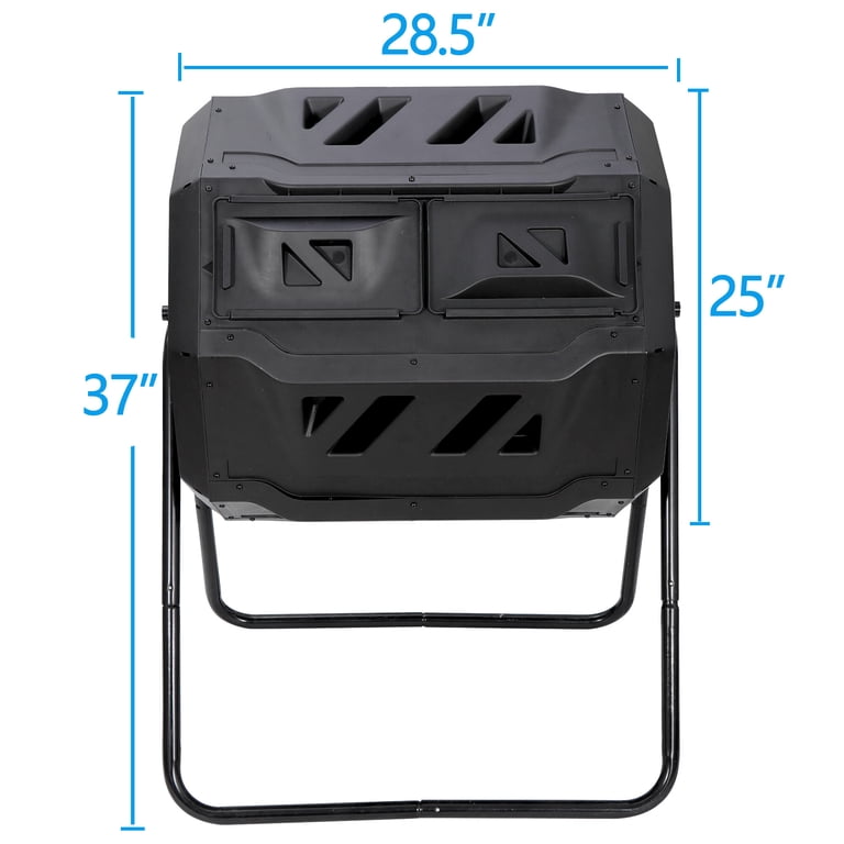 SuperDeal 43-Gallon Dual Chamber Compost Tumbler, Black photo 5