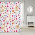thumbnail image 2 of Rabbit Waterproof Bathroom Curtain Pink Flower Floral Bath Curtain, Colorful Blossoms Shower Curtain Kawaii Bunnies Bathroom Curtains, Woodland Wildlife Animal Shower Set, 2 of 6
