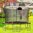 thumbnail image 1 of Outdoor Trampoline for Kids, 2021 Upgraded 15FT Jumping Fitness Round Trampoline with Safety Enclosure Net, Basketball Hoop and Ladder, Outdoor Heavy Duty Trampoline for Boys and Girls, Orange, SS976, 1 of 9