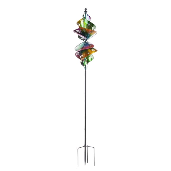 Evergreen 90"H Wind Spinner, Floral Lemniscate- Fade and Weather Resistant Outdoor Decoration