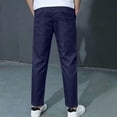 thumbnail image 5 of CONZONE Big Boys Linen Pants Straight Leg Casual School Pants for Boys Drawstring Fall Trousers with Pockets, 5 of 7