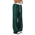 thumbnail image 6 of Women's Wide Leg Track Pants with Pockets, High Waisted Drawstring Sweatpants, Side Stripe Casual Lounge Workout Pants, 6 of 8