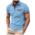 thumbnail image 2 of Mens Pique Polo Shirt Casual With False Pockets On The Chest Roll Neck Buttons Versatile Men'S Clothing, 2 of 4