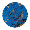 thumbnail image 4 of WYYP Waterproof Resistant Fabric Round Tablecloth Chinoiserie Flower Bird Print, Garden of Glamour Cobalt Blue White, 4 of 8