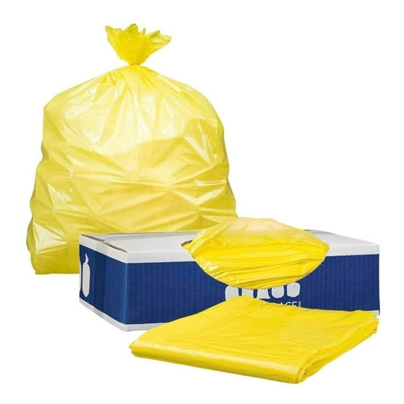55-60 Gallon Trash Bags │ 1.5 Mil │ Yellow Heavy Duty Garbage Can Liners │ 38” x 58” (100 Count)