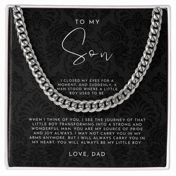 To My Son Necklace From Dad Cuban Link Chain Necklace Standard Box
