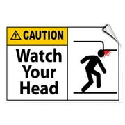Vinyl Stickers - Bundle - Safety and Warning Signs Stickers - Caution - Watch Your Head Style 3 Hazard Caution - - 6 Pack (13" x 9")