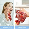 thumbnail image 7 of GZHJMY 2PCS Red Tropical Palm Leaves Towels Cotton Washcloths Set,Quick Drying & Absorbent Soft Bathroom Hand Towel Lightweight & Portable Fingertip Towel, 7 of 7