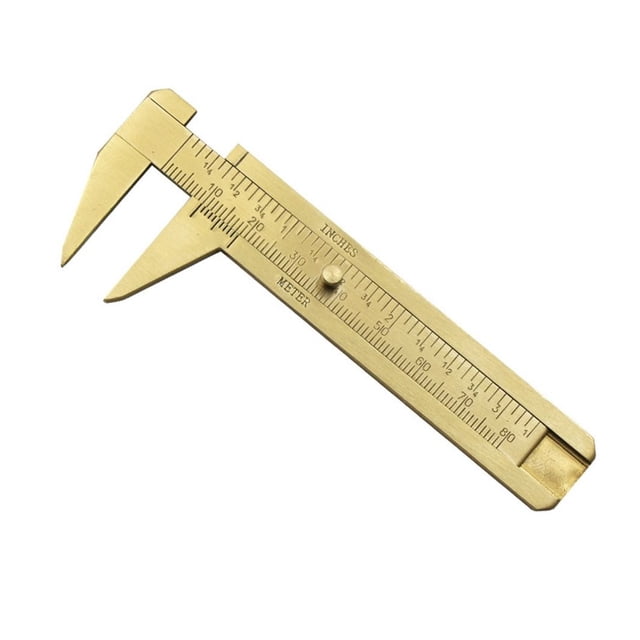 Portable Retro Brass Vernier Caliper 0-80mm Sliding Measuring Gauge Pocket Size Ruler Tool