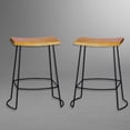 thumbnail image 2 of Contemporary Home Living Set of 2 Brown and Black Saddle Seat Counter Stools 25", 2 of 2