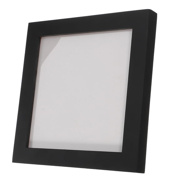 SEWCHICS 6x6 CD Frame Display Case with Shatter-Resistant Glass, Engineered Wood Molding, Tabletop and Wall Mount, Black