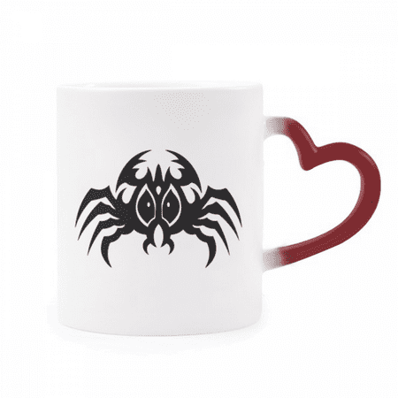 

Black Spider Pattern Insect Illustration Heat Sensitive Mug Red Color Changing Stoneware Cup