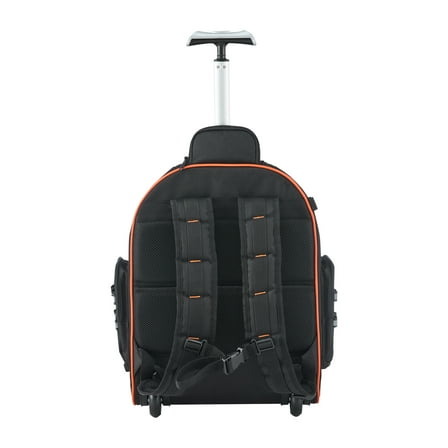 KFFKFF Rolling Tool Backpack with 110 lbs Capacity, 45 Pockets, Durable Roller Tool Bag with Telescoping Handle and Stable Base, Organizer for Mechanics and Construction