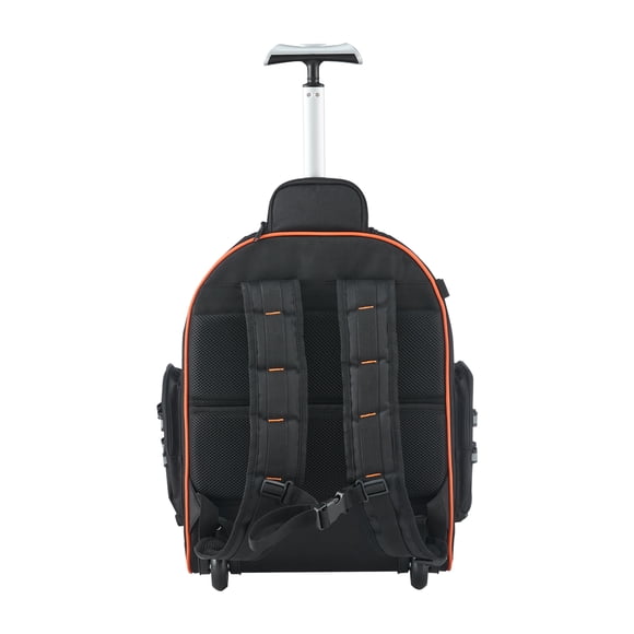 KFFKFF Rolling Tool Backpack, 110 lbs Load Capacity, 45 Pockets Heavy Duty Roller Tool Bag on Wheels, Adjustable Telescoping Handle & Stable Base
