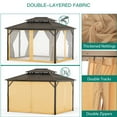 thumbnail image 5 of WALYWIK Hardtop Gazebo 10FT*13FT, Double Polycarbonate Roof, Aluminum Frame, Netting and Curtains, Permanently Built Backyard, Lawn and Garden, Khaki, 5 of 7