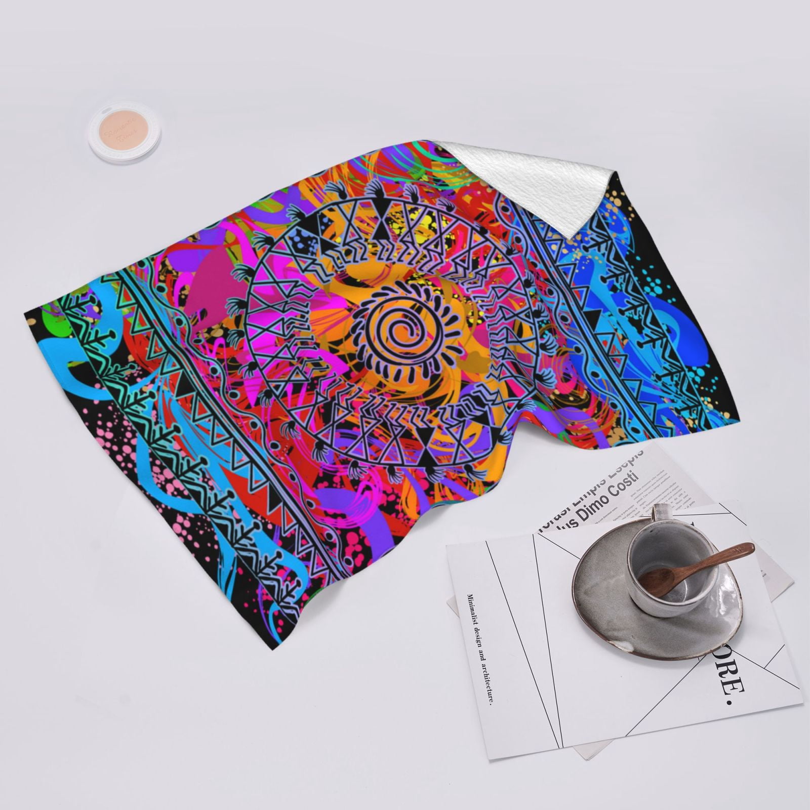 Indian Tribal Art Colorful 27.5" x 16" Ultra Soft Hand Towel, Face Wash Cloth for Bathroom, Gym, Travel, Pool