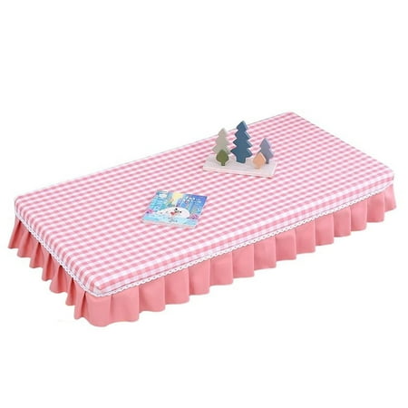 

Rectangular Tablecloth Plaid Hemming Tablecloth With Skirts Washable Elegant Polyester Table Cover For Living Room Balcony Restaurant Party Picnic Festival-Pink A-60x120cm WP