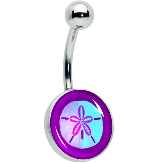 Body Candy Womens 14G 316L Stainless Steel Navel Ring Piercing Purple Nautical Sand Dollar Mens Belly Button Ring