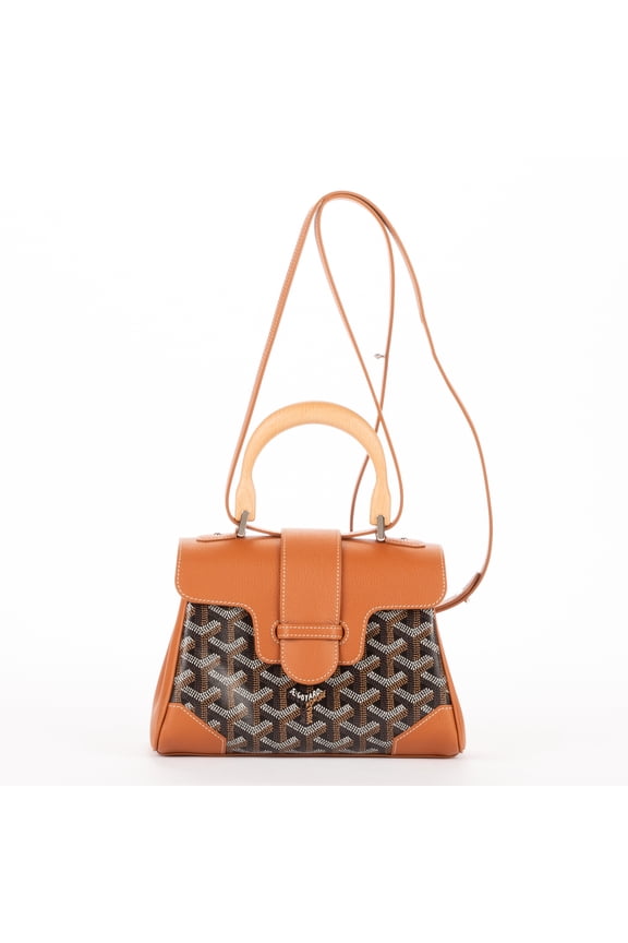 Pre-Owned Goyard Black Saigon Mini Handbag Calfskin Leather/Goyardine Canvas