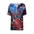 thumbnail image 4 of longantii Independence Day Sequin Tee Shirts Womens Graphic V Neck 4th of July Blouses Summer Short Sleeve Tops V-Neck Casual Shirt Dark Blue S, 4 of 4