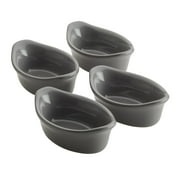 Rachael Ray Ceramics Oval Dipping Cups, 4-Piece, Gray