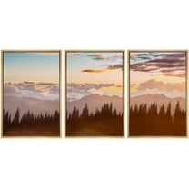 wall26 Framed Canvas Print Wall Art Set Blue & Pink Starry Galaxy Sky Over Forest Astronomy & Space Sky Photography Realism Rustic Scenic Colorful for Living Room, Bedroom, Office - 24"x