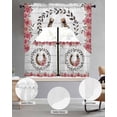 thumbnail image 2 of Pink Roses Swag Curtains for Living Room/Bedroom Windows, Spring Horseshoes Floral Leaves Gray Wood Kitchen Curtains and Valances Set 36 Inch Length, Light Filtering Swags Valance Curtain Panels, 2 of 5