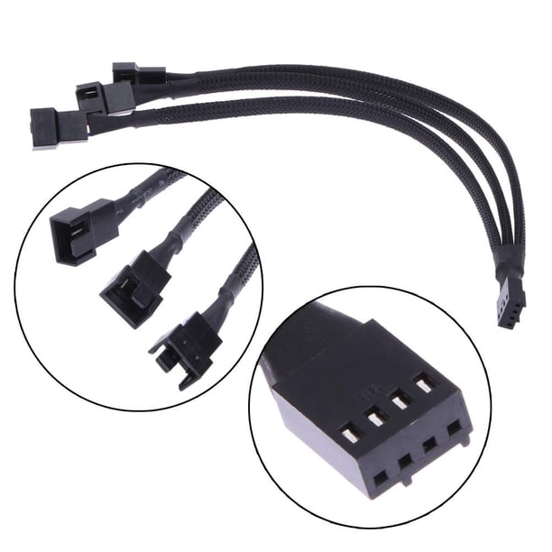Cable de ventilador PWM de 4 pines Cable de extensión con funda negra divisora de 1 a 3 vías Likrtyny Para estrenar