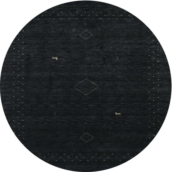 Ahgly Company Indoor Round Contemporary Gunmetal Green Abstract Area Rugs, 7' Round