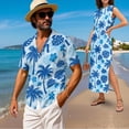 thumbnail image 2 of Jeiento Tropical Coconut Tree Matching Beach Outfits for Couples Summer Sleeveless Dress for Women Loose Maxi Split Sundress with Pockets Blue Mens Tropical Shirt Husband and Wife Vacation Clothing, 2 of 7