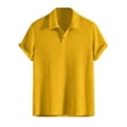 thumbnail image 4 of Men's Textured Knit Polo Shirt Summer Short Sleeve Vacation Button Beach Knit Breathable Stretchy Golf Shirts Yellow, 4 of 6