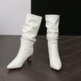 thumbnail image 3 of Slouchy Boots for Women Pointed Toe Kitten Heels Wide Calf Pull on Fashion Fall Winter Dress Mid Calf Booties, 3 of 6