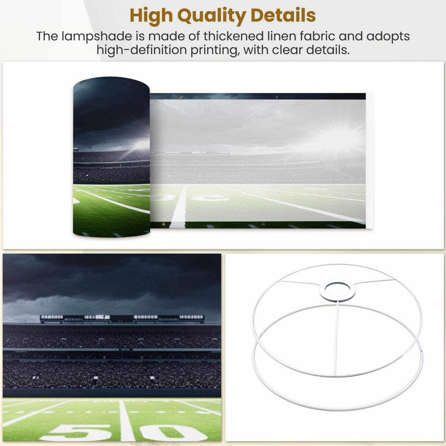 Lampshades 2 Pack American football satdium 13"x13"x10" Light Shade for Table Lamps Floor Lamps Drum Lamp Shades Lampshade Replacement Kids Room Nursery Game Room Man Cave Decor Easy Assembly