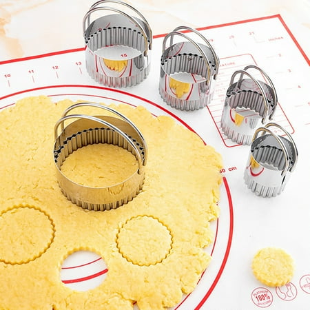 

GXSR 5Pcs/Set Stainless Steel Round Cookie Cutter Circle Biscuit Pastry Mold Baking