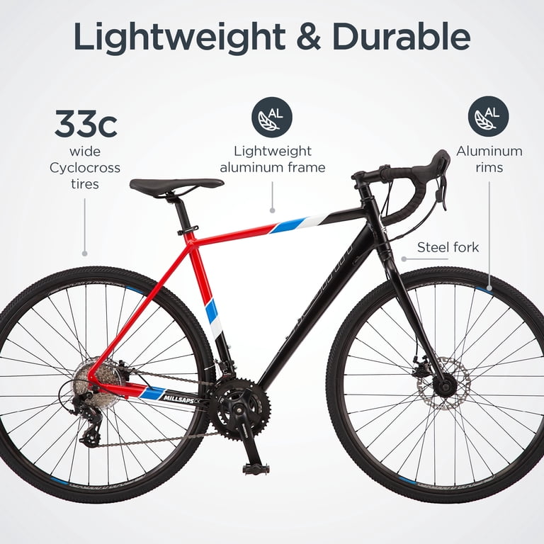Schwinn Millsaps Men's/Women's, 700c Wheels, Road Bike, 14 Speeds, Black /  Red, Cyclocross - Walmart.com