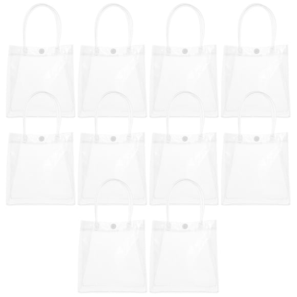 GOOHOCHY 10Pack Clear Plastic Favor Bags with Handles Convenient to Carry for Bridal Shower