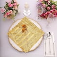 thumbnail image 2 of Balsa Circle 20x20 in Gold Sequined Geometric Design Tulle Net Fabric Table Napkin Party Events Decorations Supplies, 2 of 8