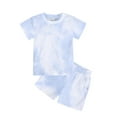 thumbnail image 2 of Baby Clothes Set Sports Casual Tie Dye Prints Short Sleeves T Shirt Elastic Waist Shorts Toddler Outfits, 2 of 9