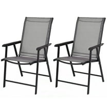 Gymax 2PCS Folding Chairs Steel Frame Patio Garden Outdoor w/ Armrest & Footrest