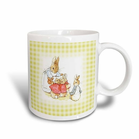 

3dRose Image of Peter Rabbit On Cream Checks - Ceramic Mug 11-ounce