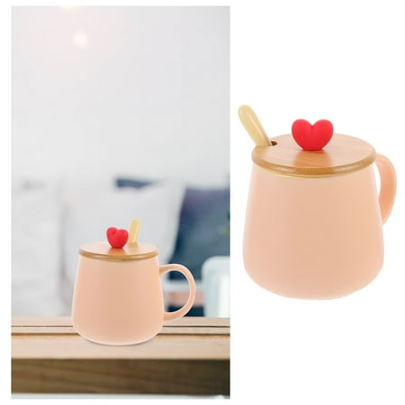 Masteelf Ceramic Coffee Mug Beverage Cup with Lid and Spoon