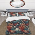 thumbnail image 2 of Designart "Mystical Dragon Patterns" Pink Japanese Bedding Covert Set - Oriental Bed Set With 1 Sham, 2 of 5