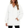 thumbnail image 2 of Womens Hoodies Quarter Zip Pullover Oversized Sweatshirts Half Zip Pullover With Pockets Fall Clothes, 2 of 7
