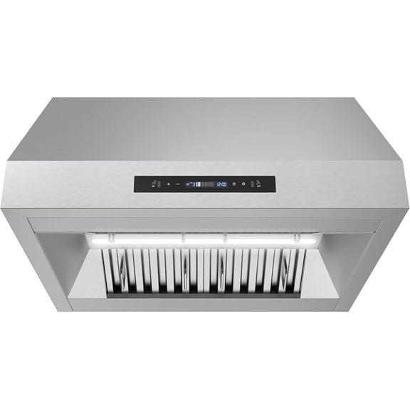Streamline 30 in. Dezzo Ductless Undermount 350 CFM Range Hood in Brushed Stainless Steel with Baffle Filters, Touchpad Control, LED Light