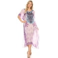thumbnail image 5 of MKY Astryd Women's Flowy Maxi Long Caftan Dress Cover Up with Rhinestone - Tile Purple - One Size Regular, 5 of 5