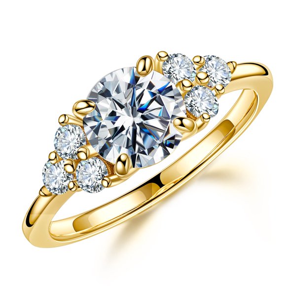 Anillo MOOSEA Moissanite de 1,2 quilates en D, color VVS1, oro amarillo de 14 quilates