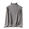 thumbnail image 5 of Ladies' Fashion Solid Color Fleece Ruffled Mock Neck Pullover Waveselvedge Half High Neck Long Sleeve Thickened Top, 5 of 5